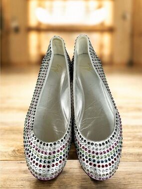 Giuseppe Zanotti Silver Flats Multicolored Rhinestone